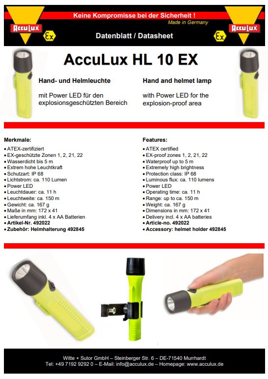 Helmlampe ACCULUX HL 10 EX