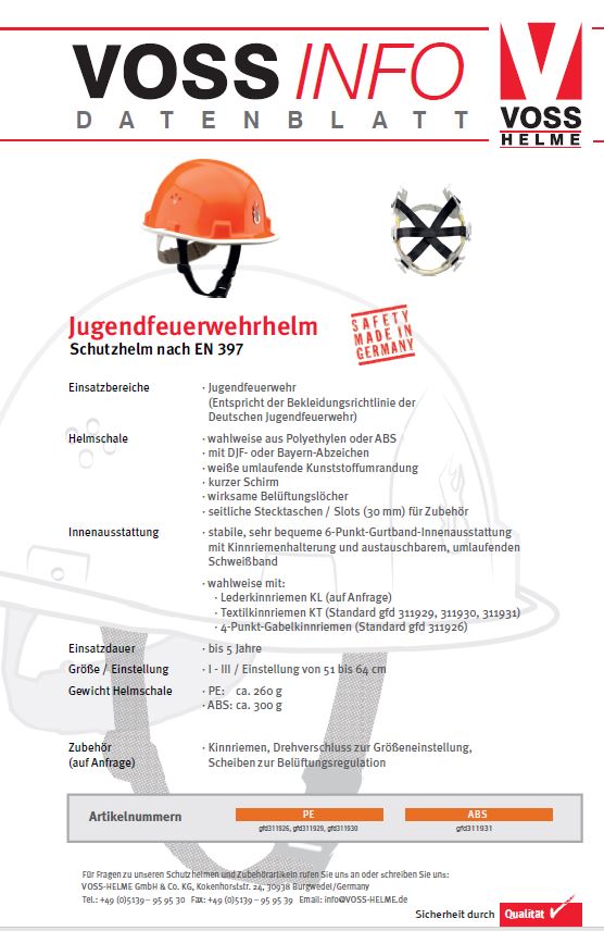 Datenblatt für Jugendfeuerwehrhelm
