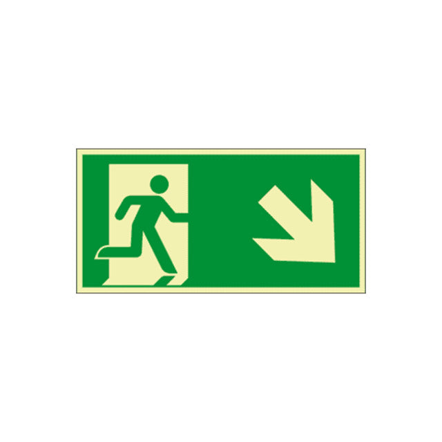Rettungszeichen "Rettungsweg rechts abwärts", Kunststoff
