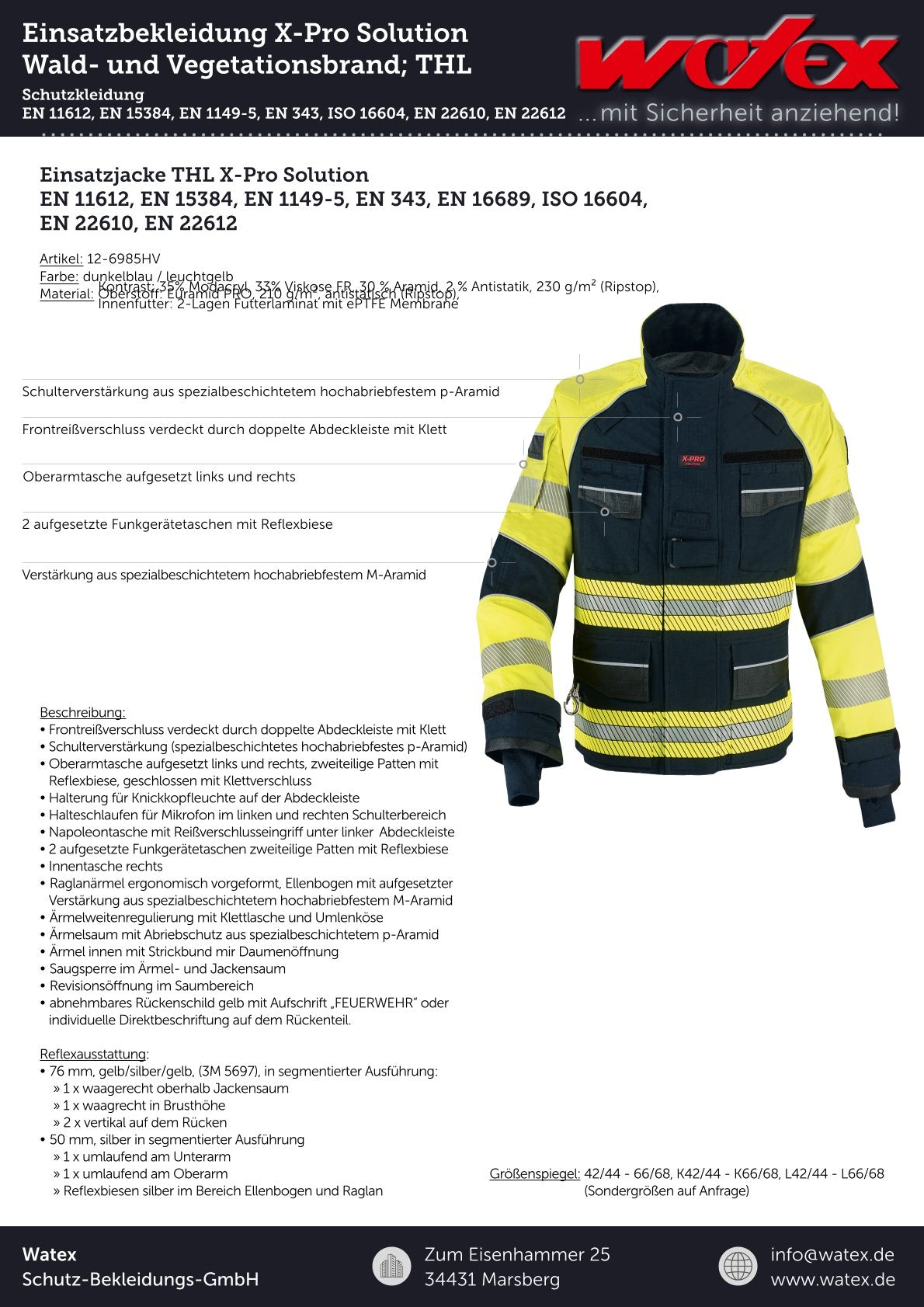 WATEX Einsatzjacke THL X-Pro Solution - Wald- und Vegetationsbrand