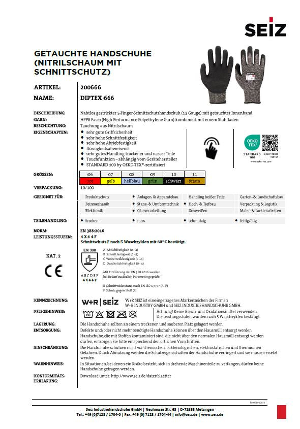 SEIZ DIPTEX 666 Schutzhandschuh