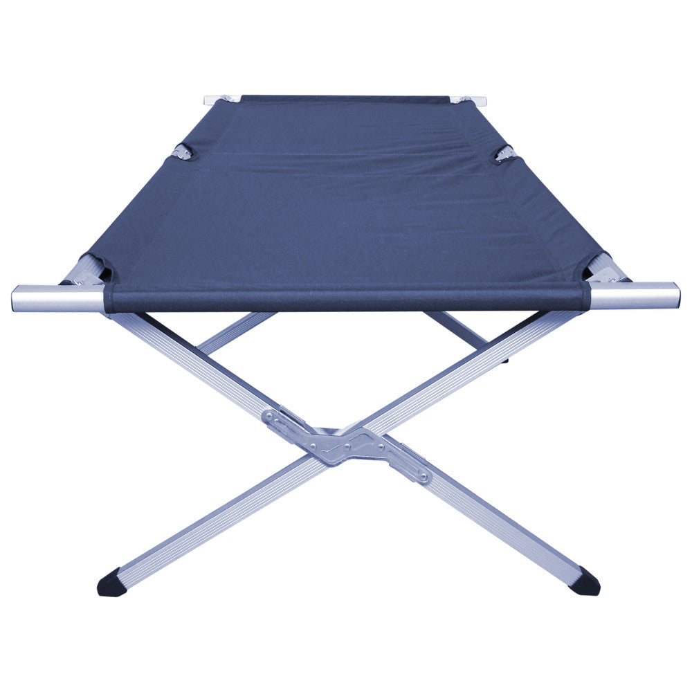 Aufgeklapptes Feldbett von vorne