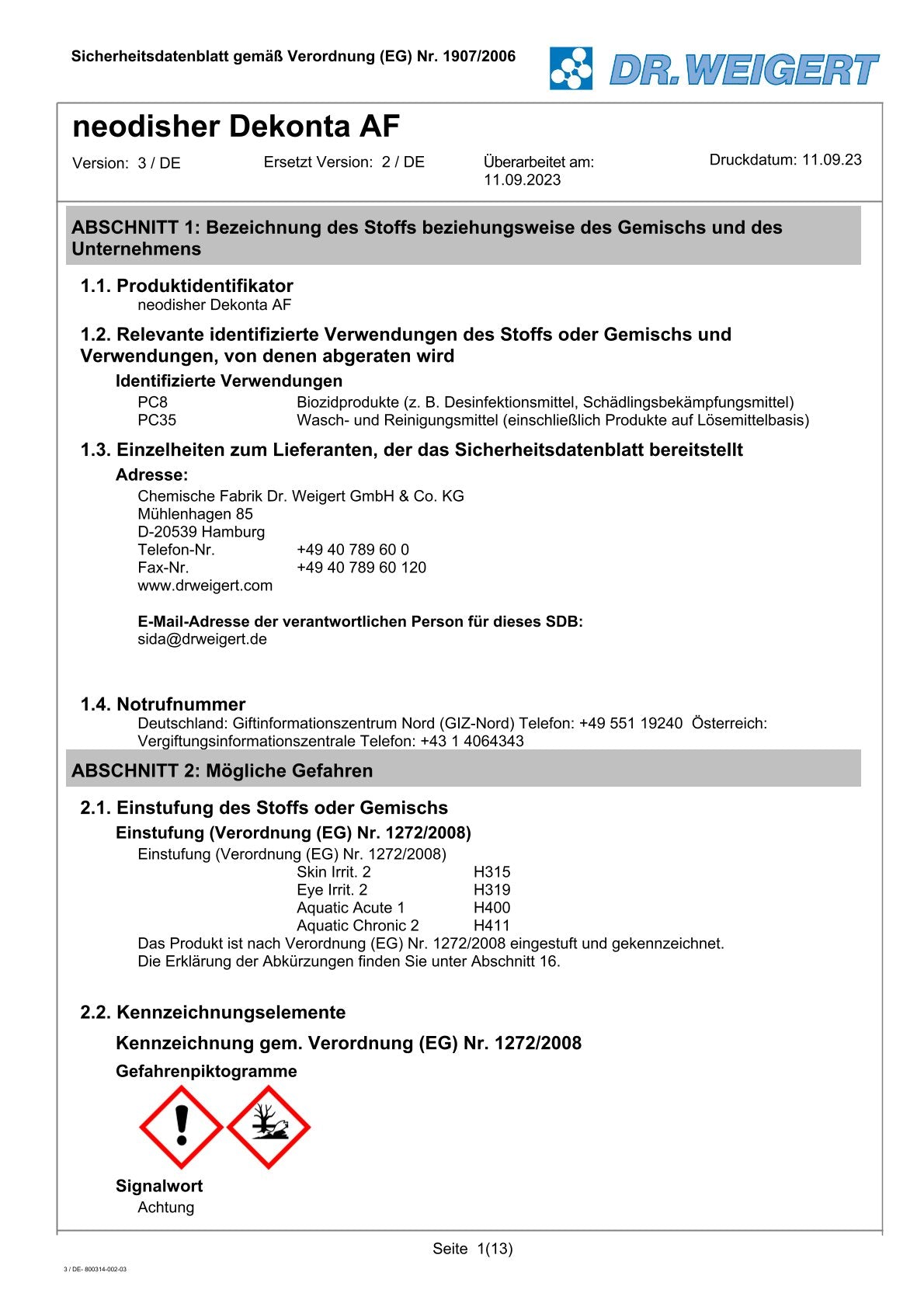 DRÄGER neodisher Dekonta AF im 5l Kanister