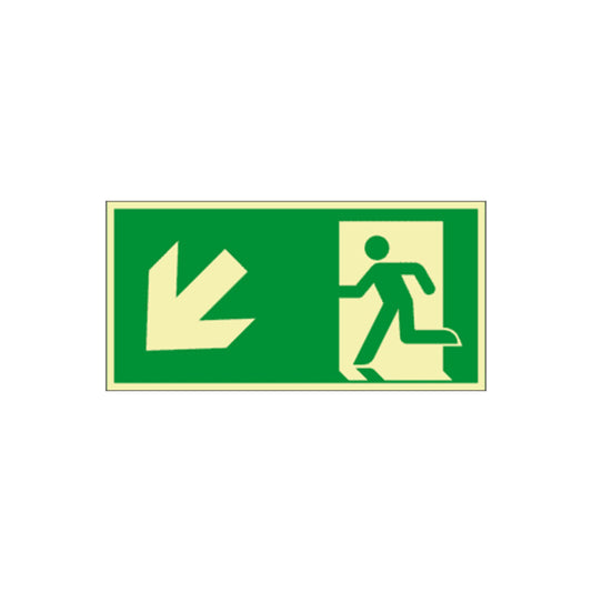 Rettungszeichen "Rettungsweg links abwärts", Kunststoff