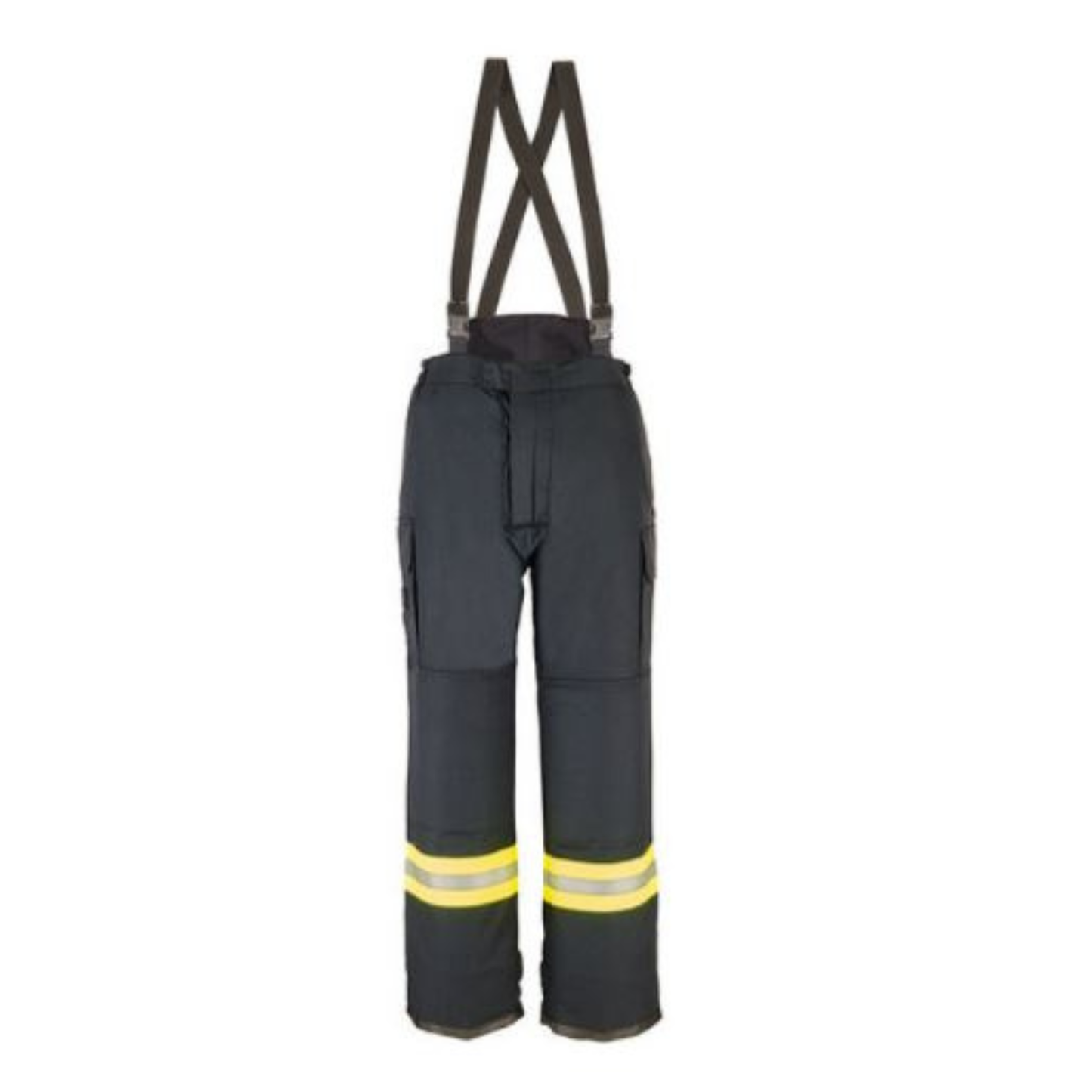 Überhose von Watex von Vorne in schwarz mit Reflektorstreifen und Hosenträger